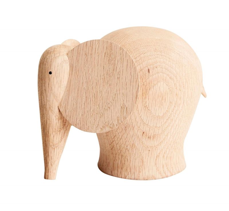 Detailaufnahme des Nunu Elefant aus Holz, ein dekoratives Einzelstück für Kinderzimmer.